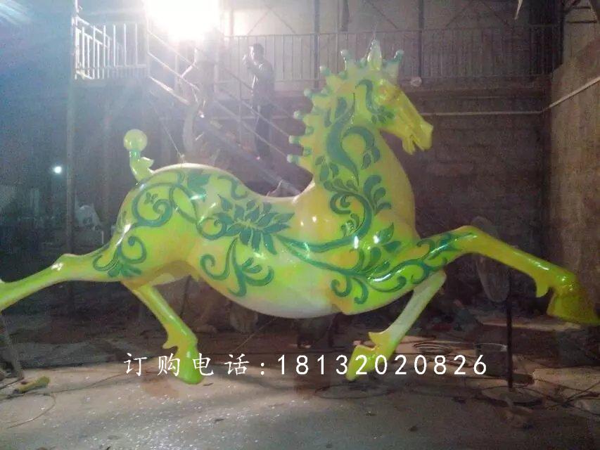 彩繪奔馬雕塑，廣場玻璃鋼雕塑 (4)