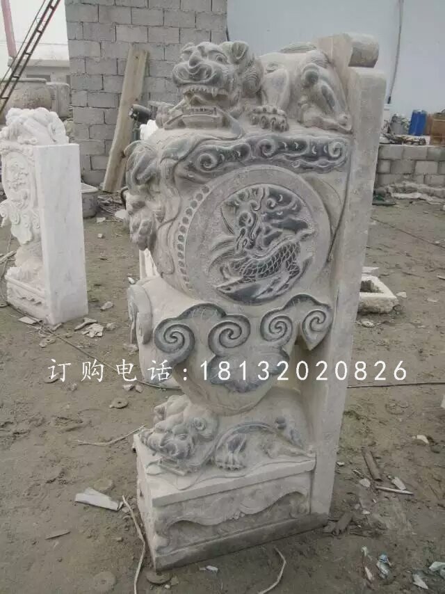 獅子門墩雕塑，仿古石雕門墩 (1)