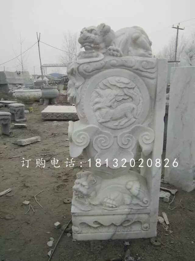獅子門墩雕塑，仿古石雕門墩 (2)