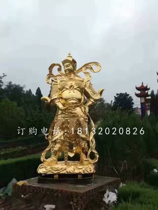 韋陀銅雕，貼金菩薩雕塑