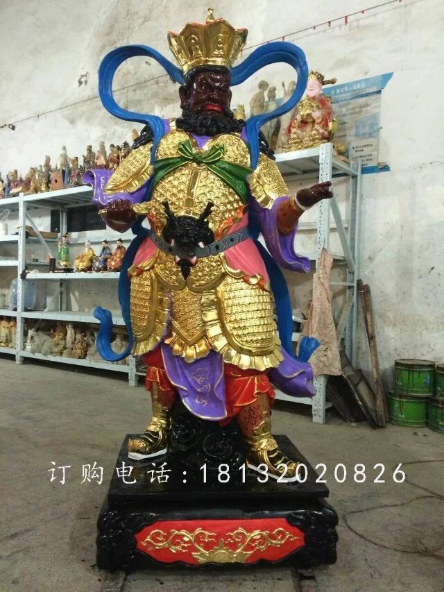 四大天王雕塑，玻璃鋼彩繪雕塑 (1)