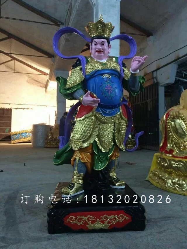 四大天王雕塑，玻璃鋼彩繪雕塑 (3)