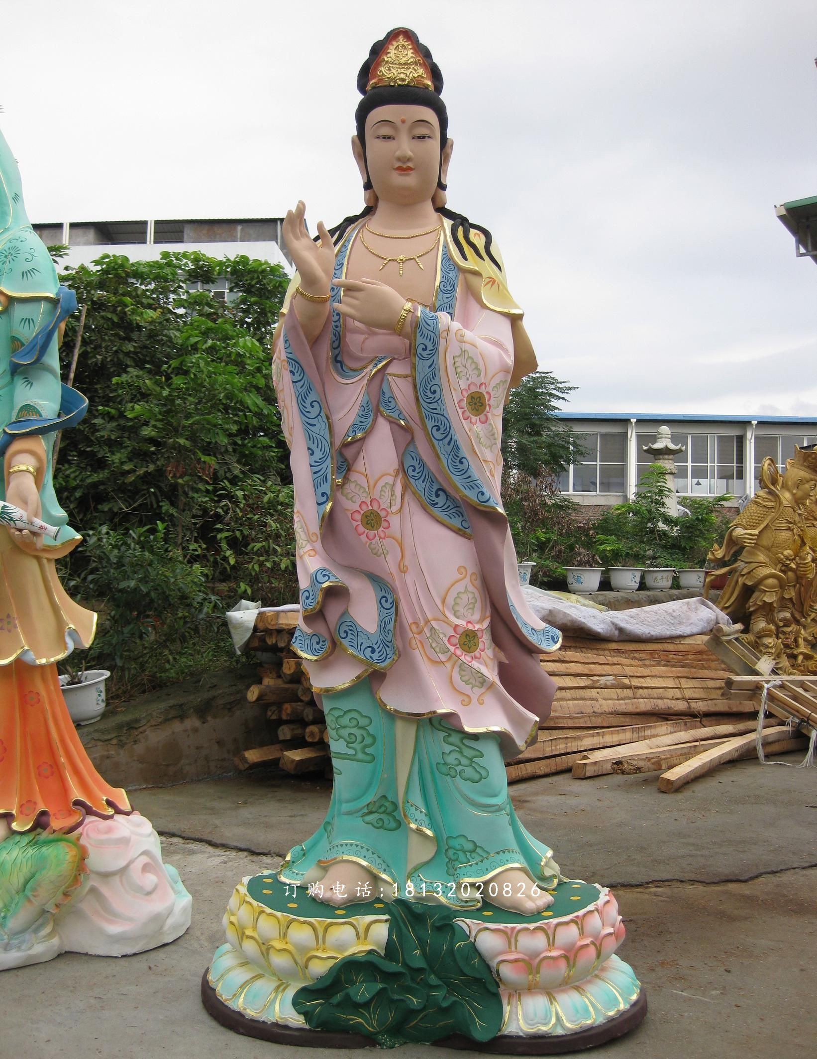 觀音菩薩雕塑，玻璃鋼彩繪佛像