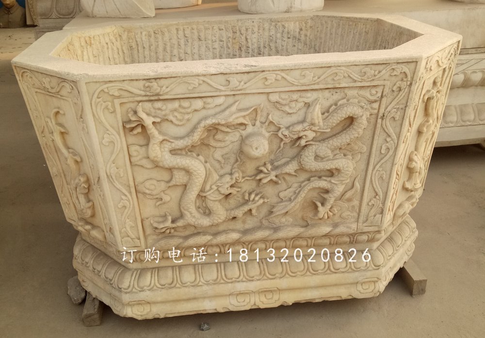 方形水缸石雕，公園景觀石雕