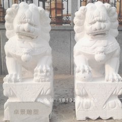 漢白玉獅子石雕，門口獅子石雕