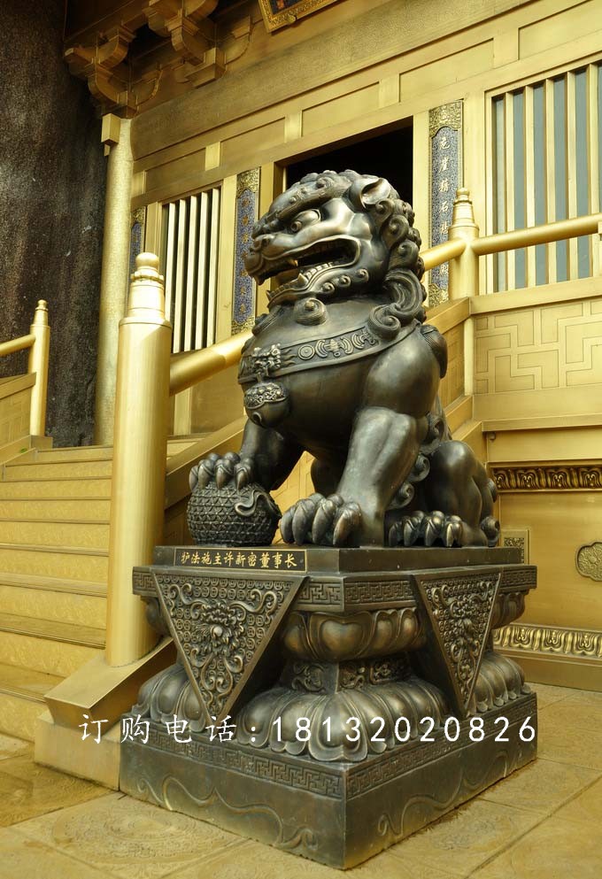 戲球獅銅雕，廣場青銅獅 (2)