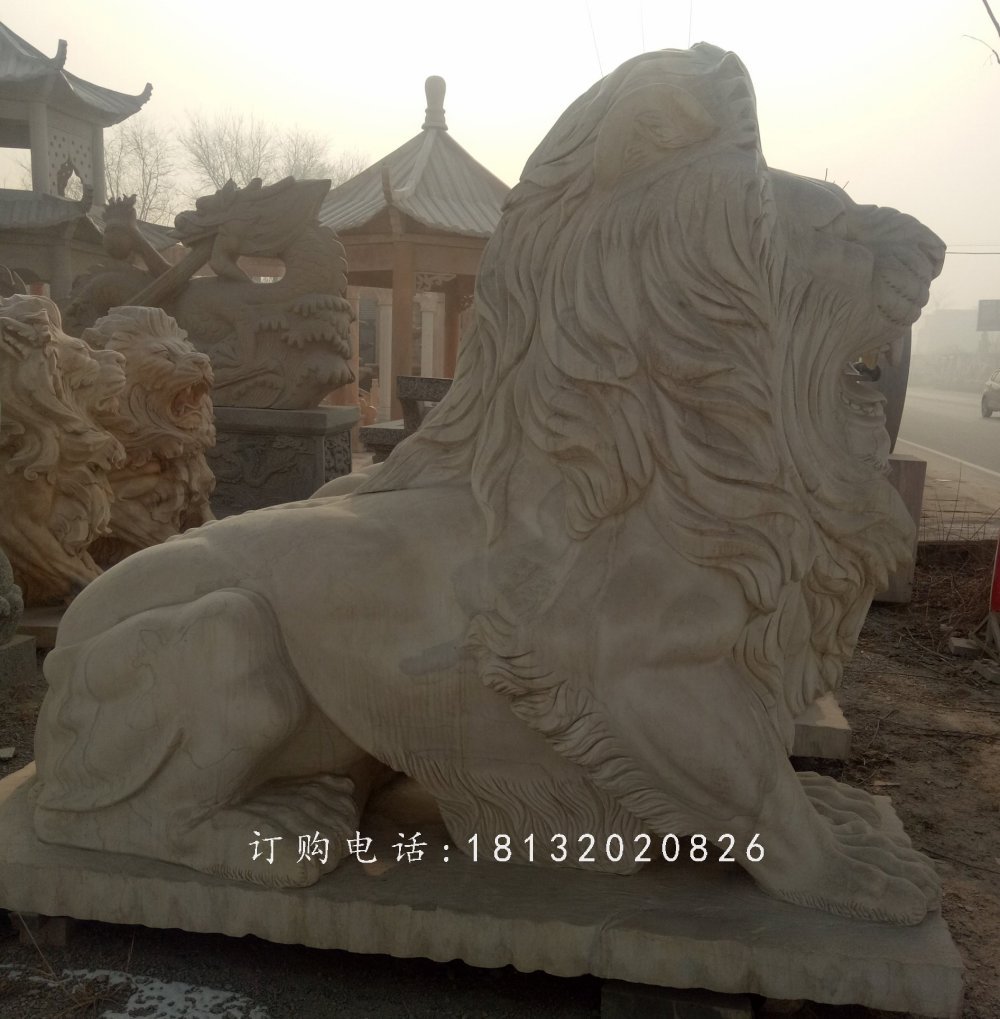 匯豐獅石雕，銀行門口獅子石雕