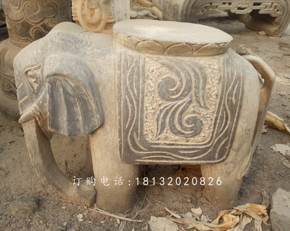 大象石凳，仿古石凳，仿古石雕