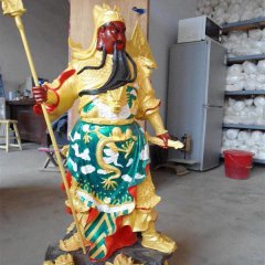 持刀關(guān)公雕塑，玻璃鋼彩繪關(guān)公雕塑