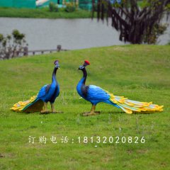 藍(lán)孔雀雕塑，玻璃鋼仿真孔雀雕塑