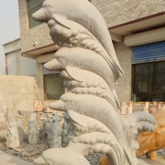 海豚石雕，公園動(dòng)物石雕