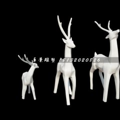 小鹿一家雕塑，玻璃鋼抽象動(dòng)物雕塑