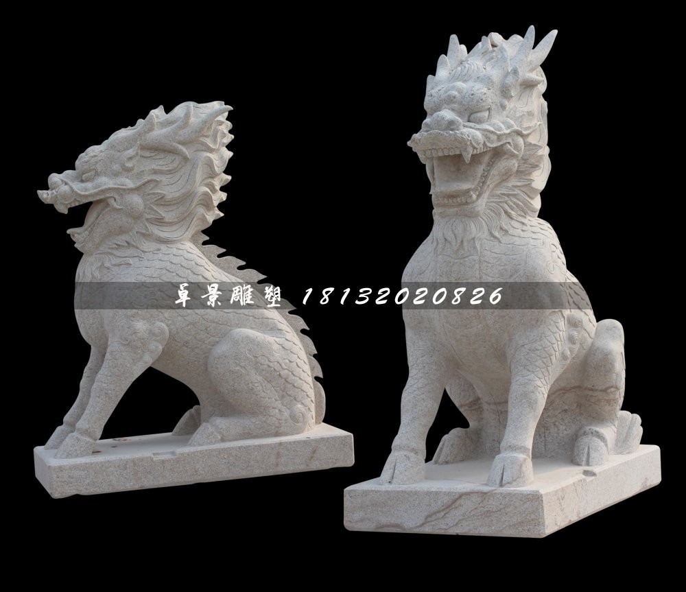 大理石麒麟雕塑,古代神獸石雕