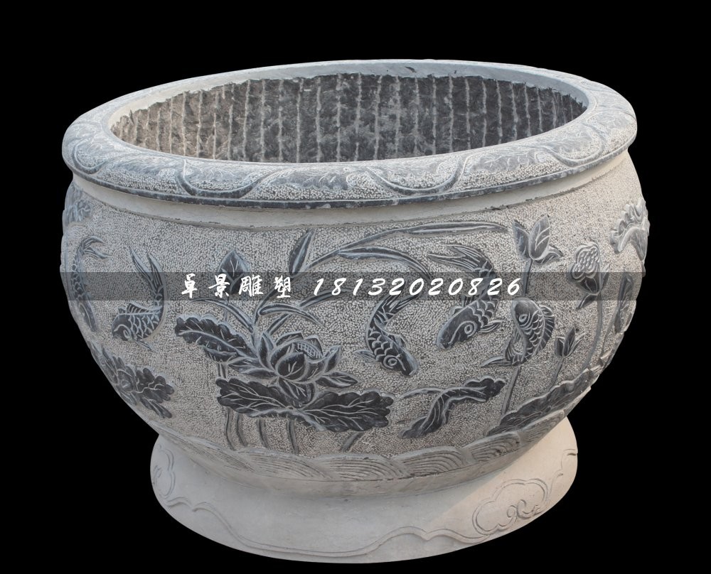 仿古石頭花盆,大理石雕刻花盆