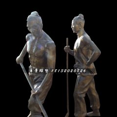 古代人干農(nóng)活銅雕，公園景觀銅雕
