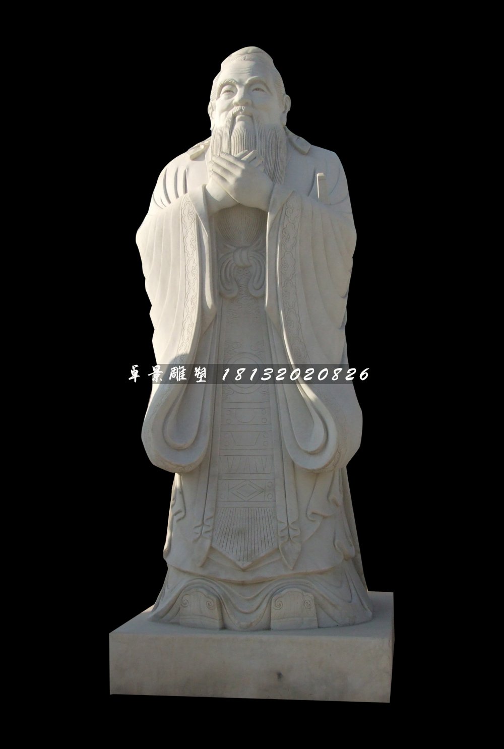 先師孔子石雕，校園大理石人物雕塑