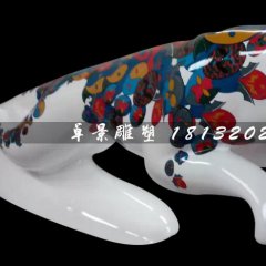 玻璃鋼豹子雕塑，玻璃鋼彩繪雕塑
