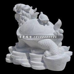 龍龜石雕，漢白玉招財(cái)龍龜?shù)袼? width=