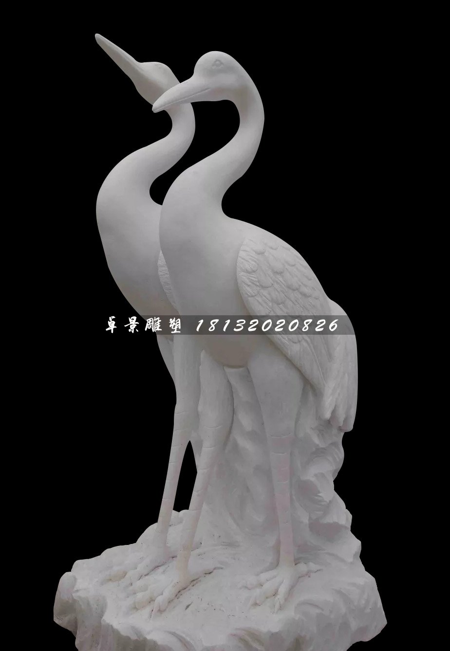 漢白玉仙鶴石雕，公園動(dòng)物石雕 (3)