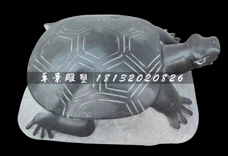 小烏龜石雕，黑石動(dòng)物雕塑