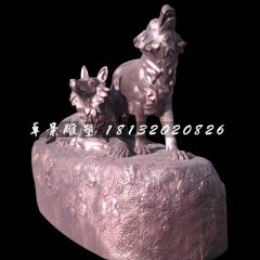 狼銅雕，公園動(dòng)物銅雕