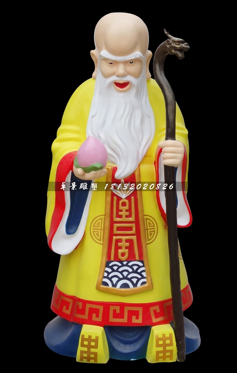 老壽星雕塑，玻璃鋼彩繪人物雕塑