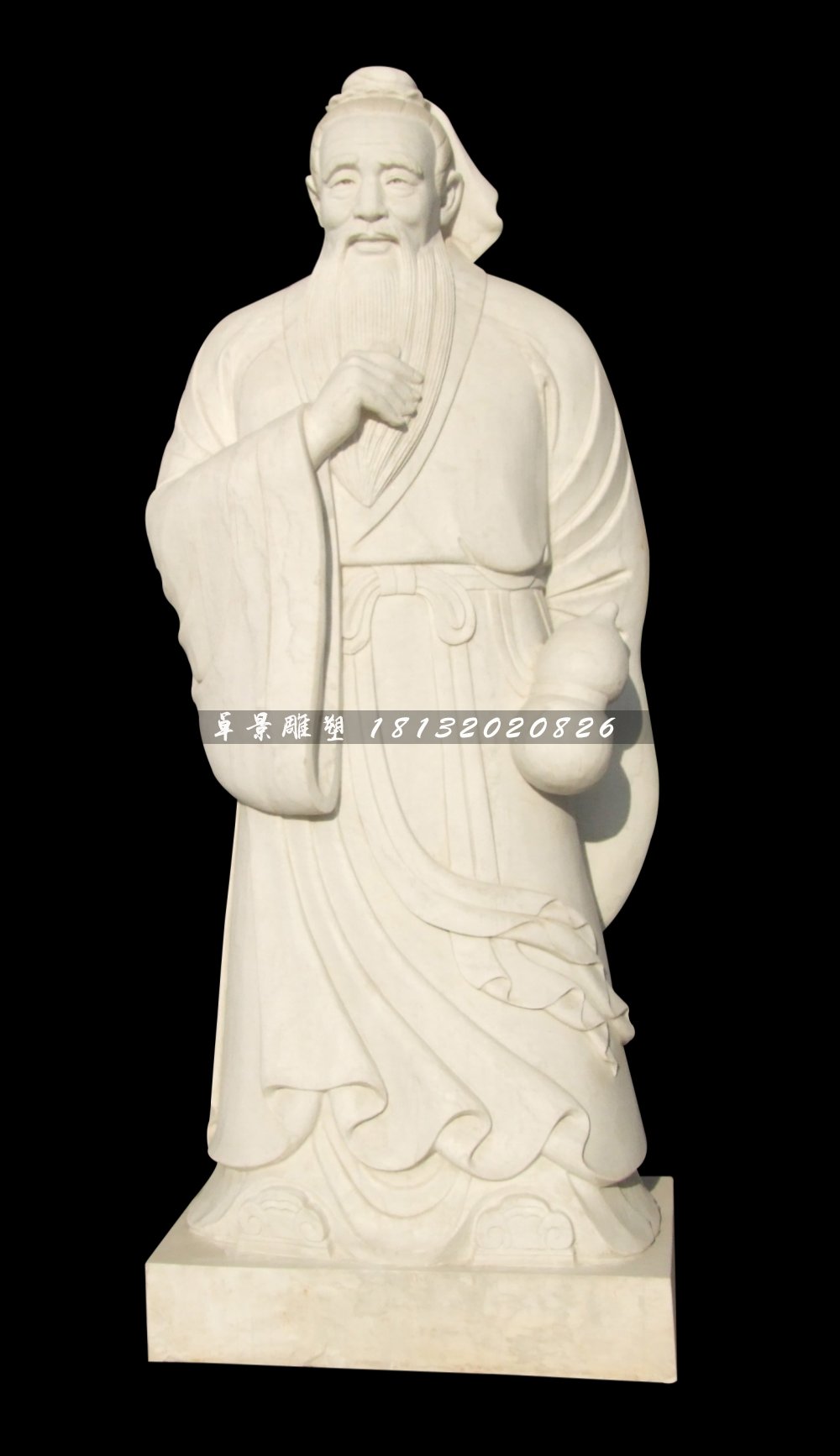 漢白玉古代人物石雕,孫思邈石雕