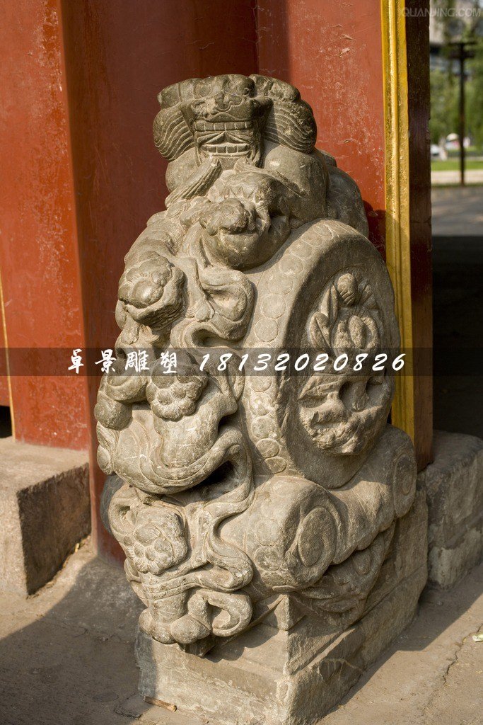 抱鼓石雕塑，仿古石門墩雕塑