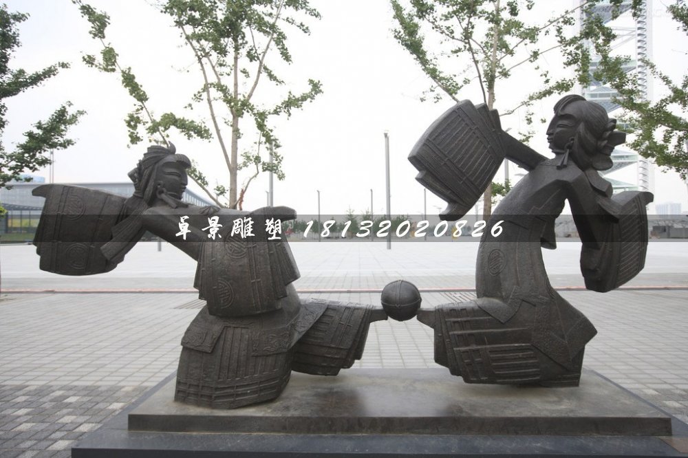 皮影戲銅雕,公園小品銅雕