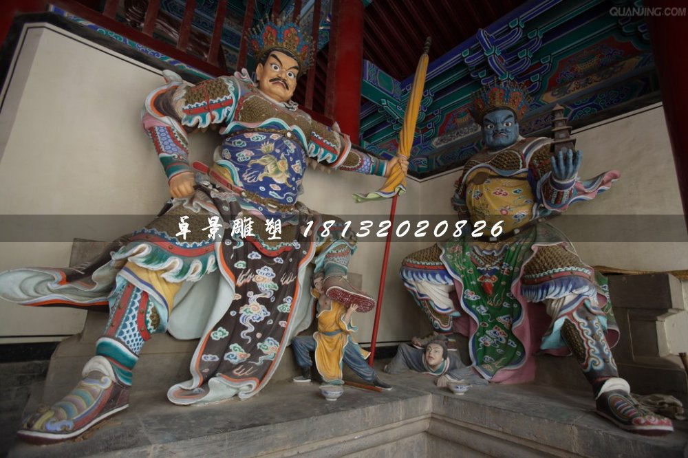 四大天王雕塑，玻璃鋼彩繪四大天王 (2)