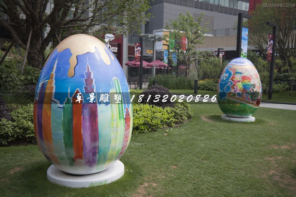 玻璃鋼彩蛋雕塑,彩繪景觀雕塑