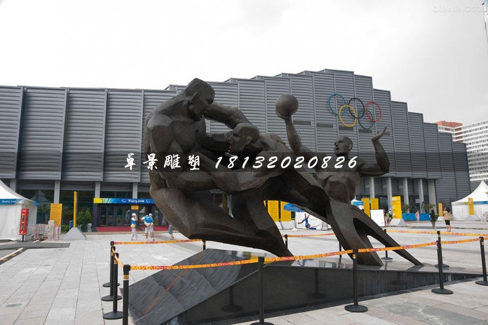 打籃球銅雕，廣場運動雕塑