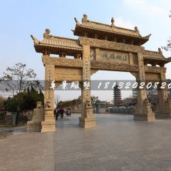 道路石牌坊，三門牌坊石雕