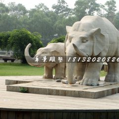 母子象石雕，廣場大象石雕
