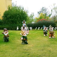 白雪公主與七個(gè)小矮人雕塑，玻璃鋼卡通雕塑