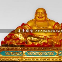 玻璃鋼彌勒佛，貼金彩繪佛像雕塑