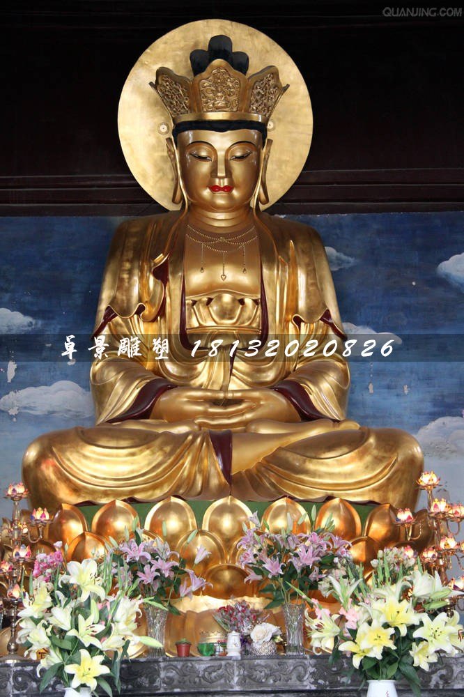 玻璃鋼地藏菩薩雕塑,貼金佛像雕塑