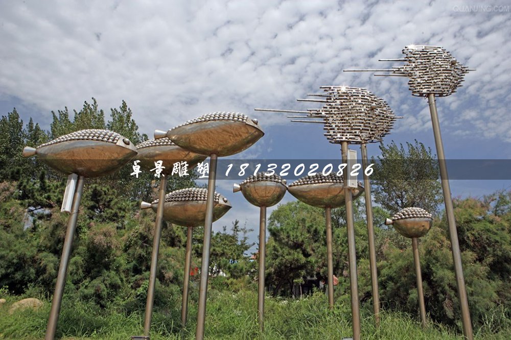 不銹鋼魚雕塑，公園景觀不銹鋼雕塑
