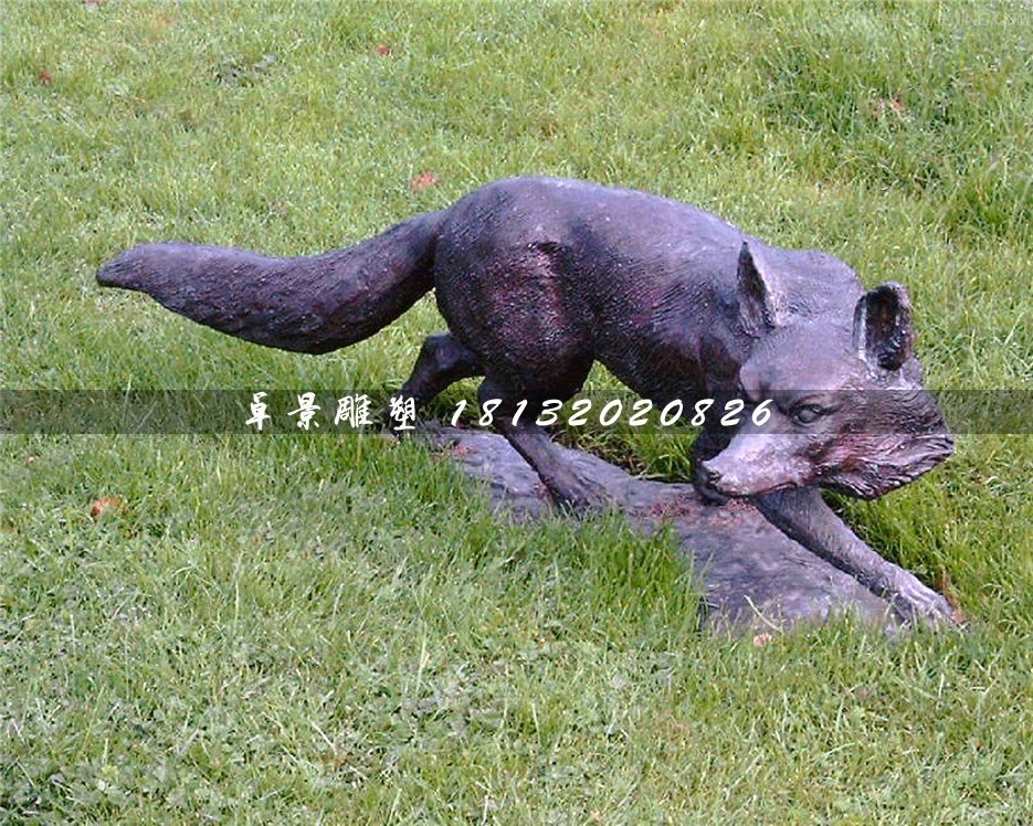 狐貍銅雕，公園動(dòng)物銅雕