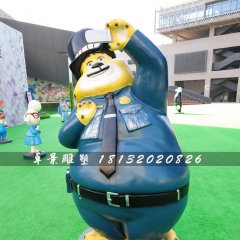 本杰明警官雕塑，玻璃鋼瘋狂動(dòng)物城雕塑