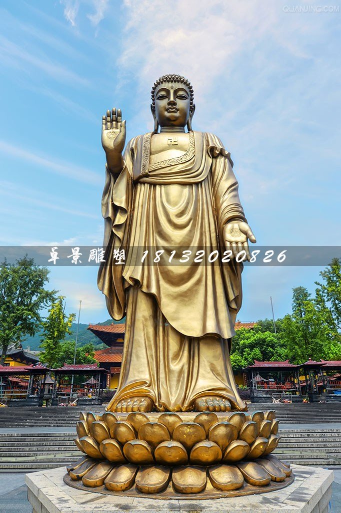 立式如來佛銅雕，寺廟銅佛像