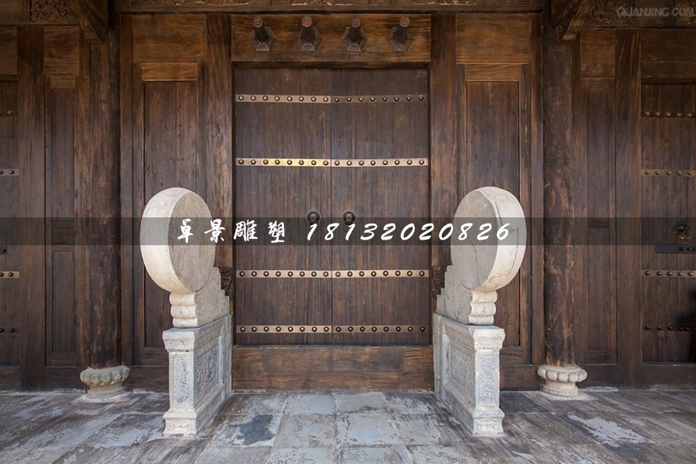 門鼓石雕，大理石門墩雕塑