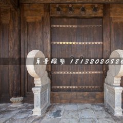 門鼓石雕，大理石門墩雕塑
