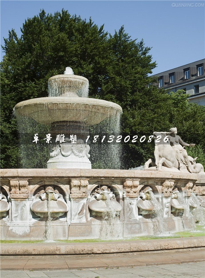噴水盆石雕,雙層噴泉石雕