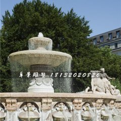 噴水盆石雕，雙層噴泉石雕