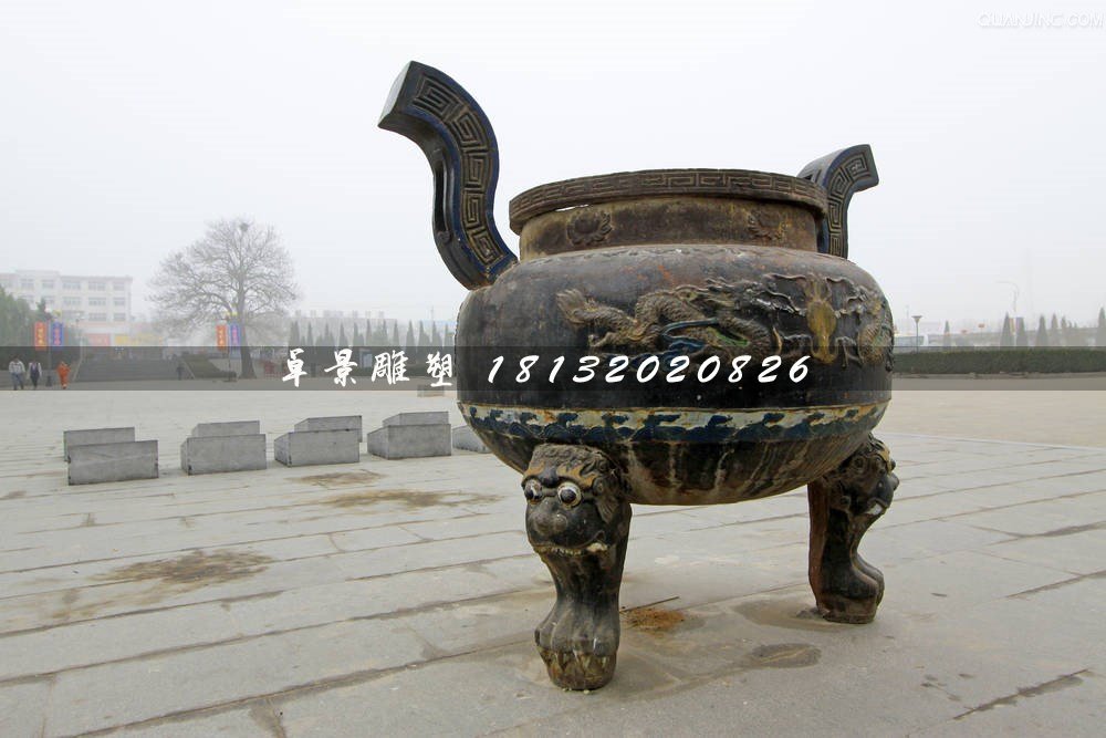 三足香爐銅雕,廣場(chǎng)銅香爐雕塑