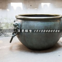 水缸銅雕，仿古銅水缸