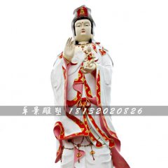 送子觀音雕塑，玻璃鋼彩繪佛像