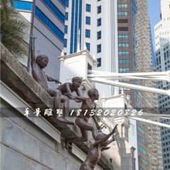 小孩跳水銅雕，街邊景觀銅雕