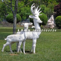 小鹿石雕，公園動物石雕